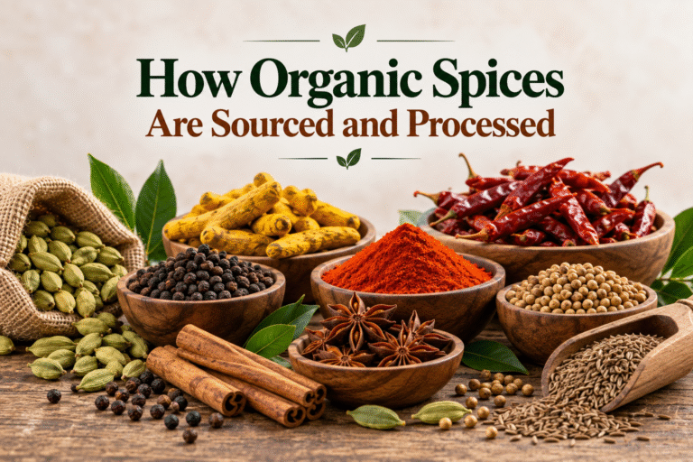 Organic spices sourced and processed from farm to packaging